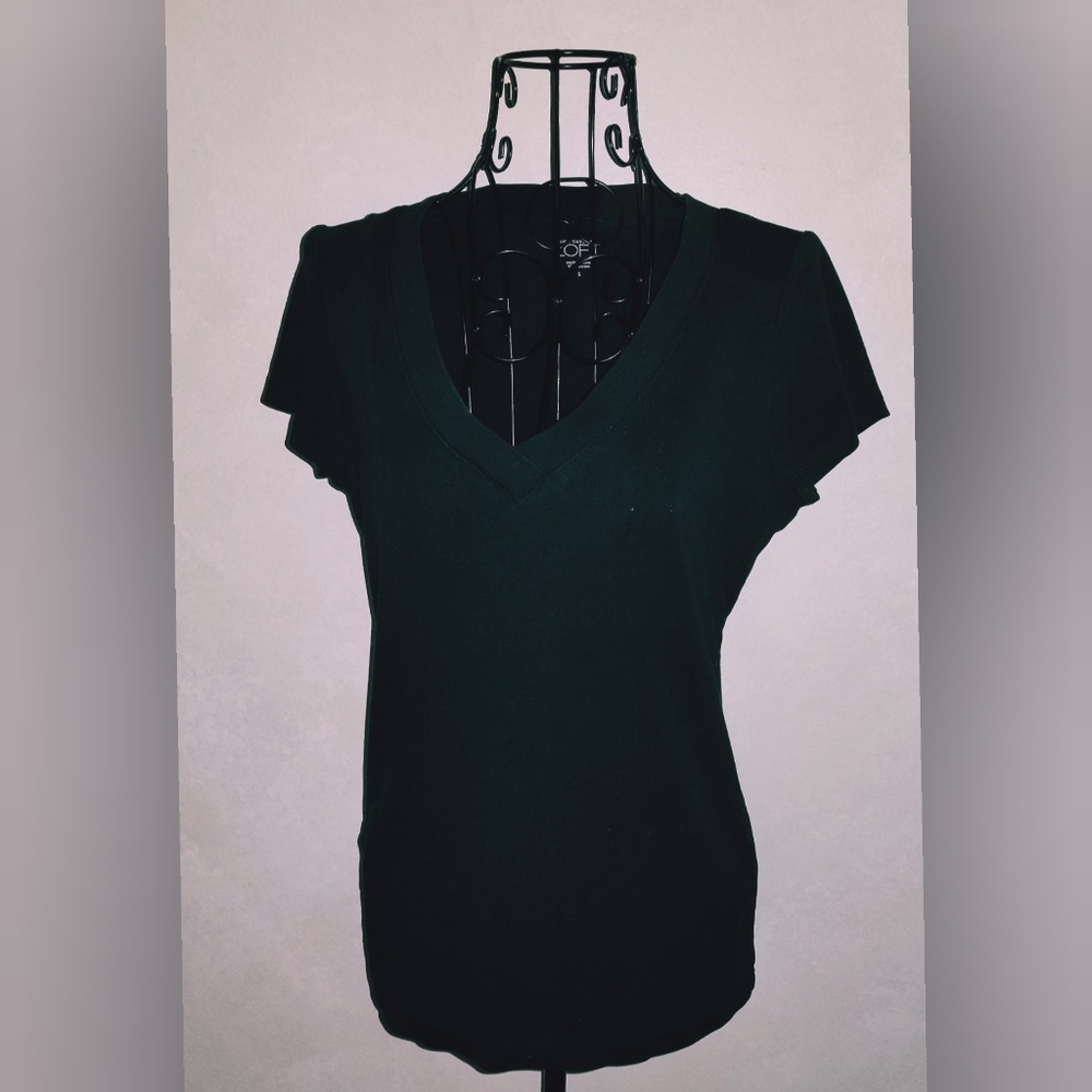Ann Taylor Loft Black Cotton T-shirt  Small